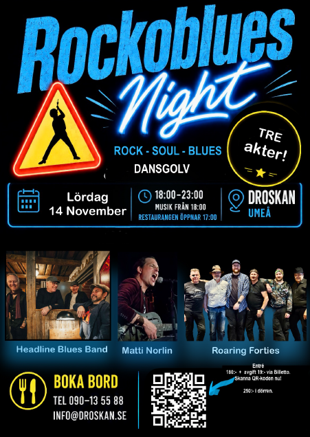 Rockoblues Night med Headline Blues Band, Matti Norlin och Roaring Forties